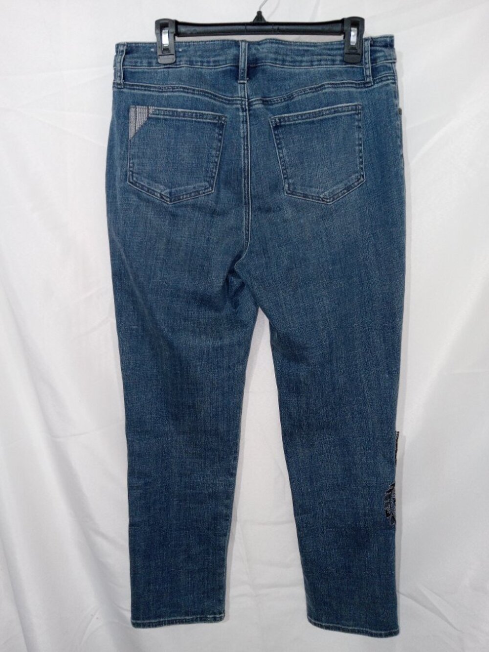 Chico's So Slimming Girlfriend Slim Leg Ankle Jeans Embroidered Patchwork Sz 10 - Picture 6 of 13